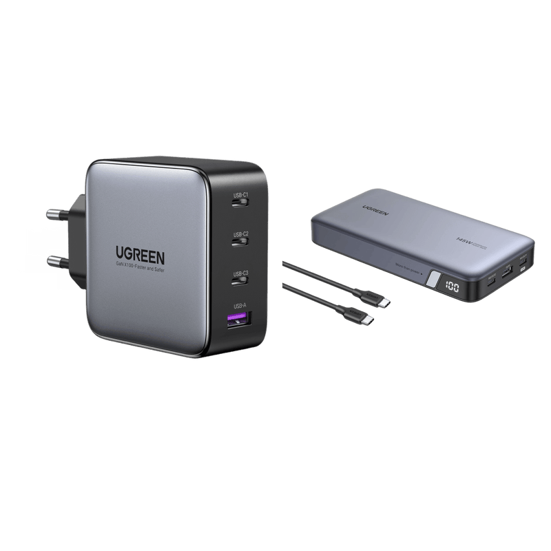 UGREEN Set-Angebot: 100-W-4-Port-Ladegerät + Nexode-Powerbank mit 25.000 mAh und 145 W