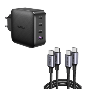 UGREEN Set-Angebot: 65W 4-Ports Ladegerät + 60W USB-C Kabel*2 (1M)
