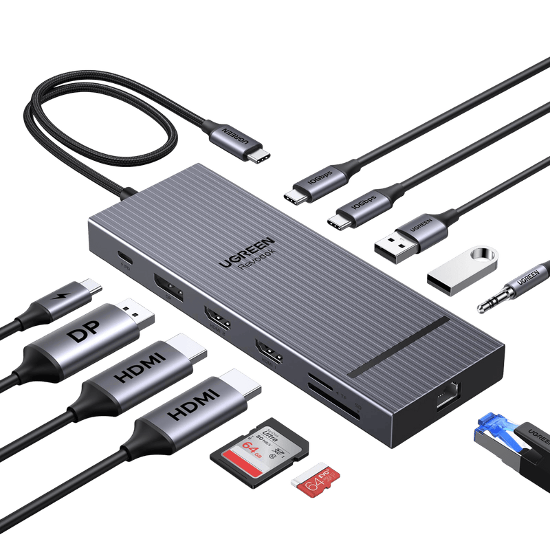 UGREEN Revodok Pro Dockingstation (12-in-1, Triple Display 4K@60Hz, 100W)