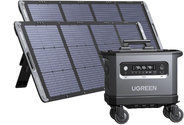 UGREEN Tragbare Powerstation Solargenerator LiFePO4-Batterie（2300W 2048Wh）mit 200W Solarpanel