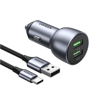 UGREEN USB Autoladegerät (36W, QC 3.0) mit 1M USB-C Kabel