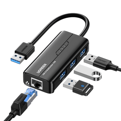 UGREEN Ethernet Adapter Gigabit, USB 3.0 Ports + RJ45 LAN