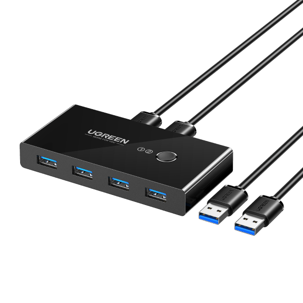 UGREEN USB Switch 2PC USB 3.0 Switcher 2 In 4 Out USB KVM Switch mit 2 USB 3.0 A auf A Kabeln