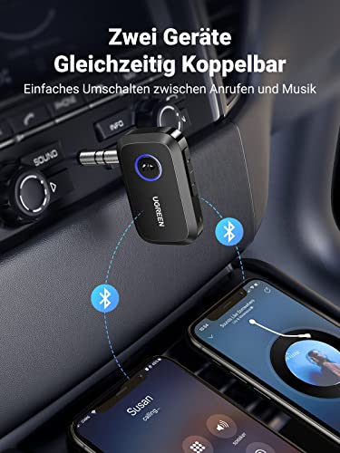 UGREEN Aux Bluetooth Adapter Auto Bluetooth 5.3 Empfänger Freisprechanruf  AluminiumBeschichtung, Dual Kopplung, 15 Stunden Spielzeit Klinke Bluetooth  für Autoradio/Stereoanlage/Headset: : Elektronik & Foto