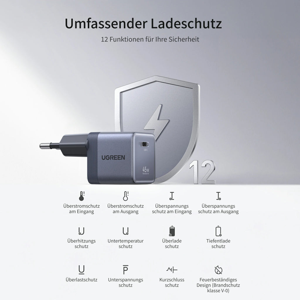 UGREEN Nexode Air USB - C Ladegerät (45W, GaN, Klappstecker) - Ladegerät