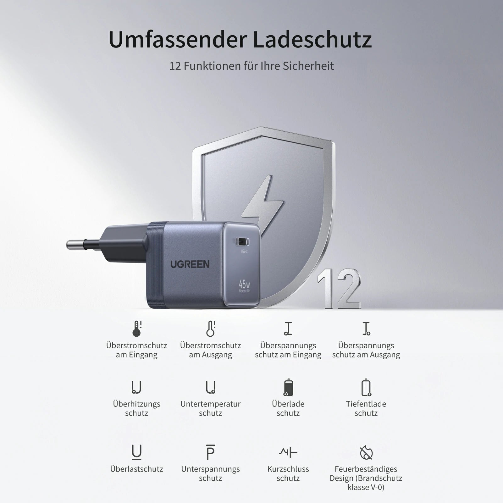 UGREEN Nexode Air USB - C Ladegerät (45W, GaN, Klappstecker) - Ladegerät