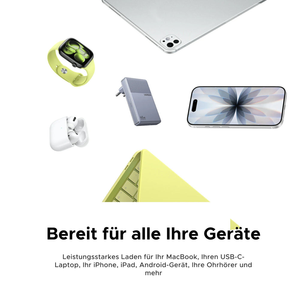 UGREEN Nexode Air Slim Ladegerät (65W, 3 - Port, Klappstecker) - Ladegerät