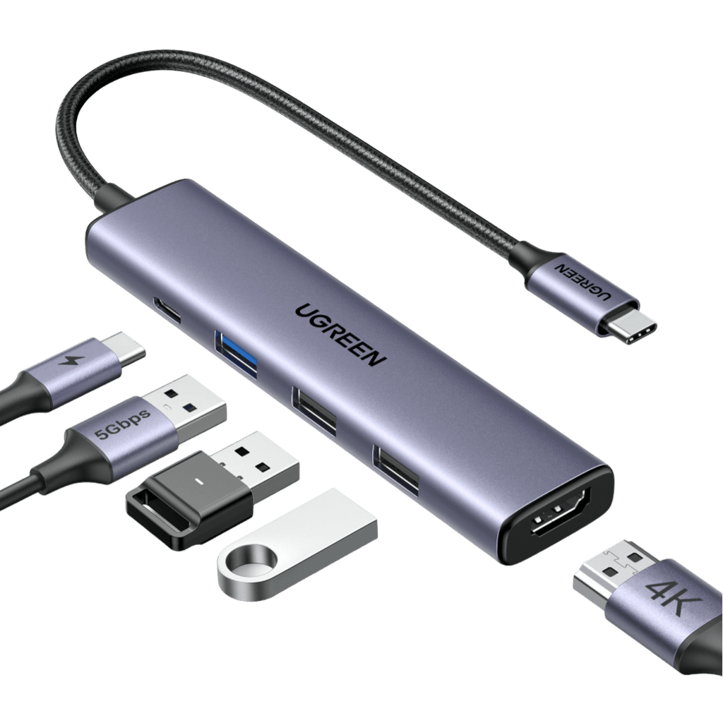 UGREEN Revodok USB-C Hub (5-in-1, 100W, 4K@30Hz, 5Gbps)