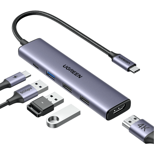 UGREEN Revodok USB-C Hub (5-in-1, 100W, 4K@30Hz, 5Gbps)