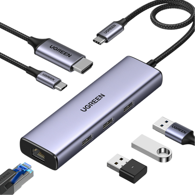 UGREEN Revodok 6-IN-1 4K HDMI USB-C Hub mit Ethernet Port, PD 100 W