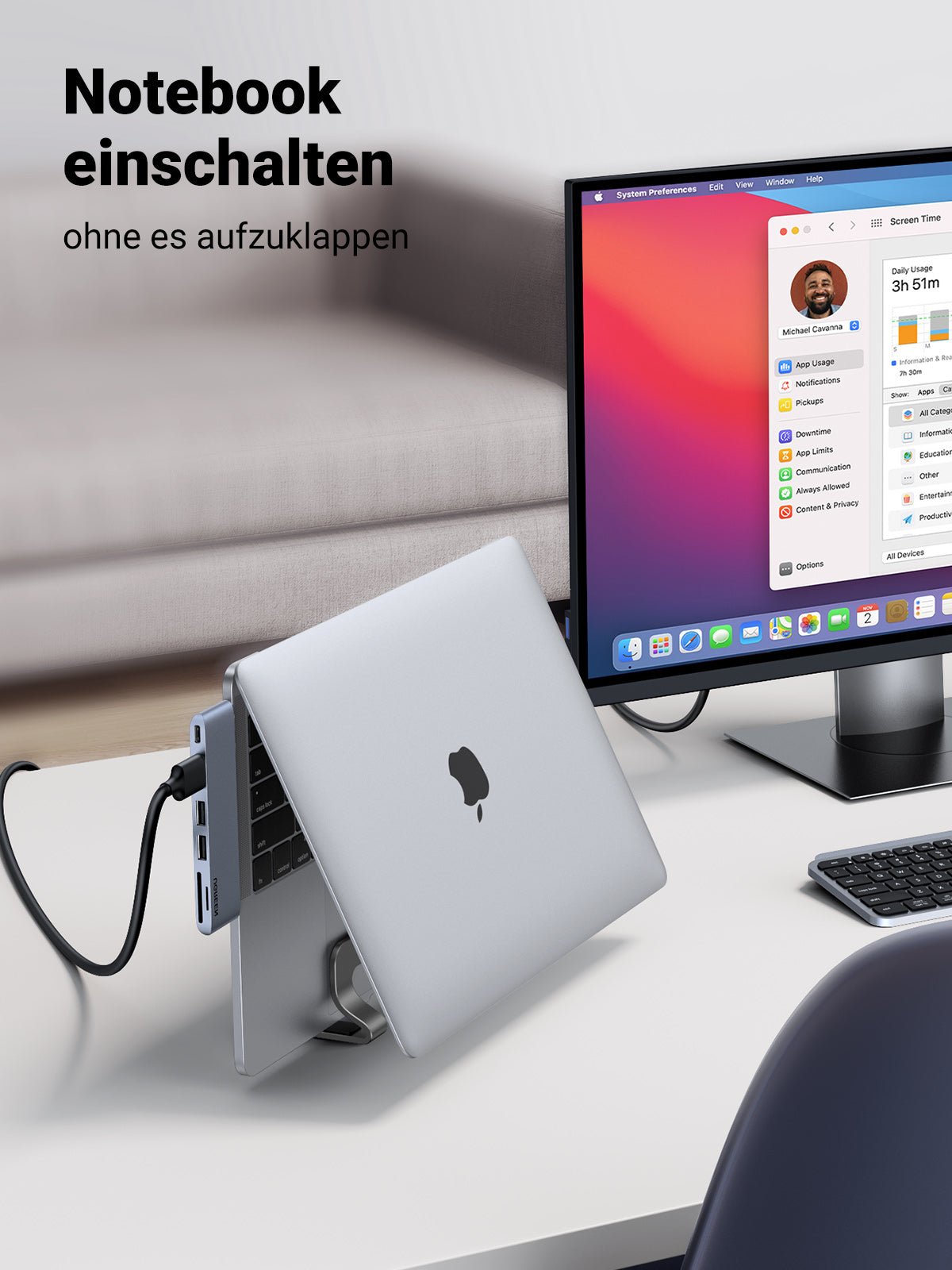 UGREEN Vertikaler Laptopständer mit Thermischer Basis (Grau)