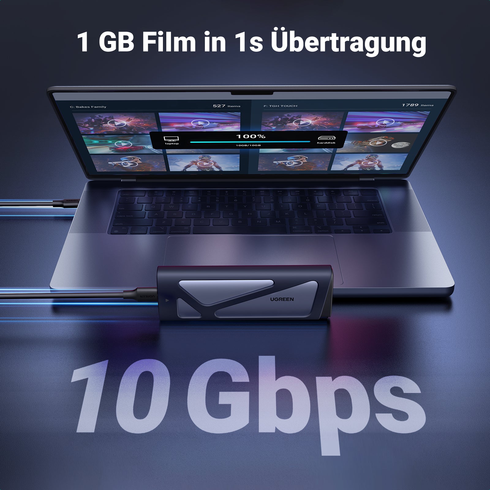 UGREEN USB 3.2 10Gbps M.2 NVMe & SATA Aluminium Gehäuse