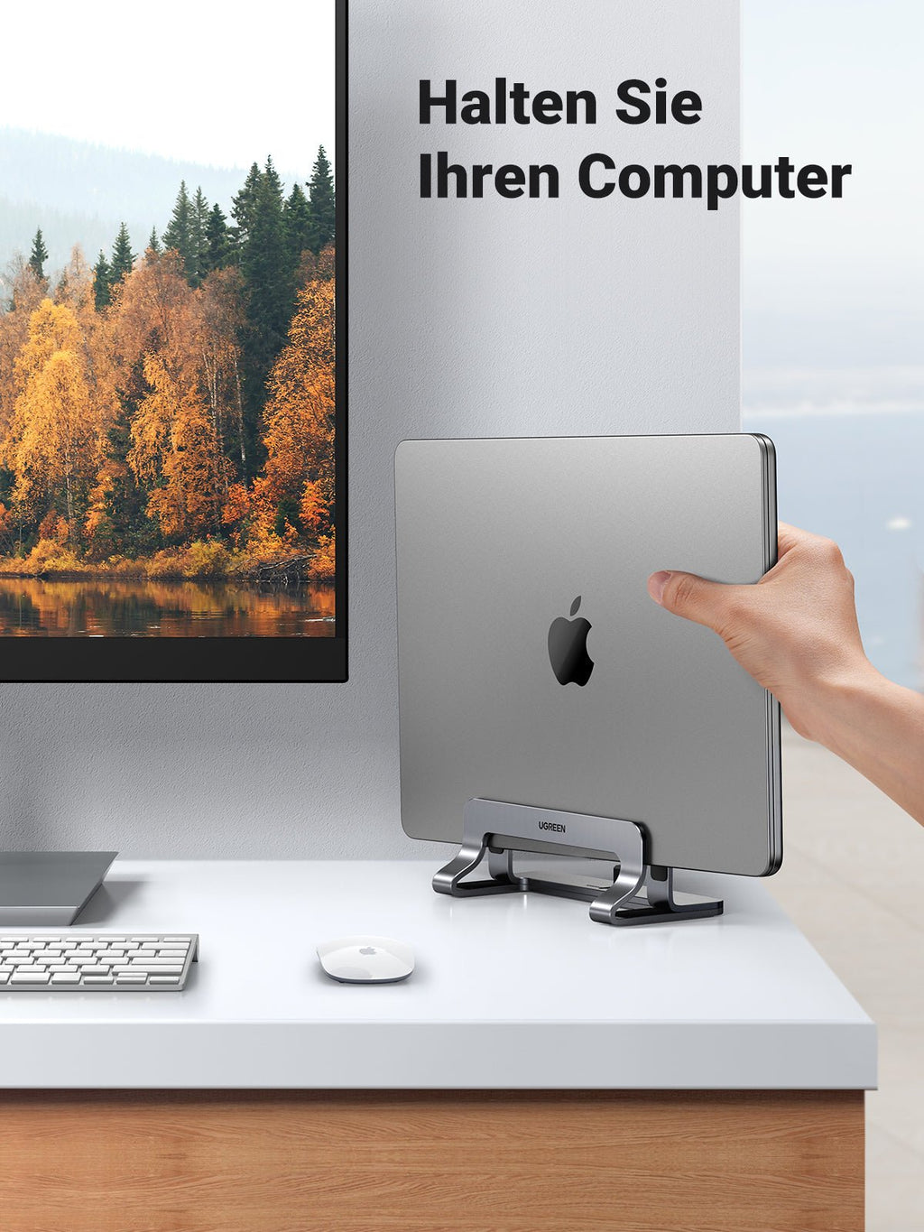 UGREEN Vertikaler Laptopständer mit Thermischer Basis (Grau)