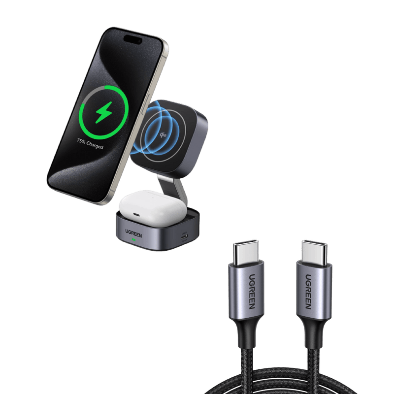 UGREEN Set-Angebot: 15W Qi2 Ladestation + 60W USB-C Kabel (1M )