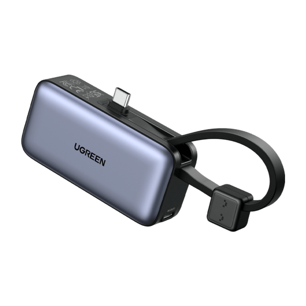 UGREEN 5000 mAh 22.5 W Powerbank mit integriertem USB-C-Kabel & LED-Anzeige