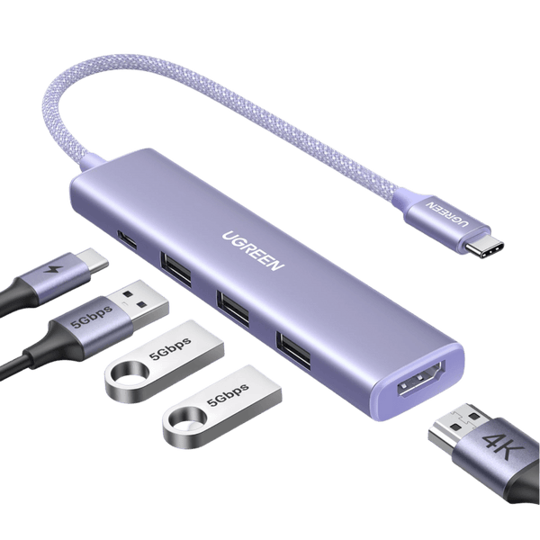 UGREEN Revodok Stilvolle Serie 5-IN-1 USB-C 4K HDMI Hub (Lila)