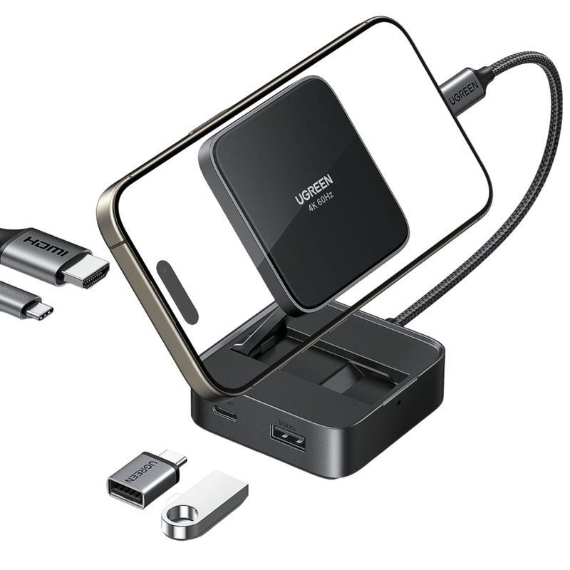 UGREEN Magnetischer USB-C Hub (4-in-1, Faltbarer, 5Gbps, 4K60Hz, 100W)