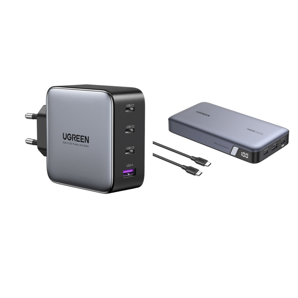 UGREEN Set-Angebot: 100-W-4-Port-Ladegerät + Nexode-Powerbank mit 25.000 mAh und 145 W