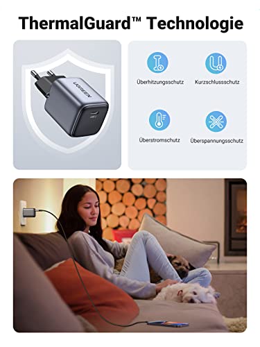 UGREEN Nexode 30W USB C Ladegerät With GaN II Tech+60W USB-C Ladekabel(1m)