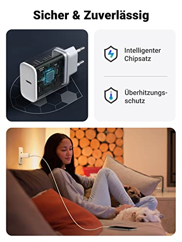 UGREEN 20W USB C Ladegerät USB C Netzteil PD 3.0+60W USB-C Ladekabel(1m)