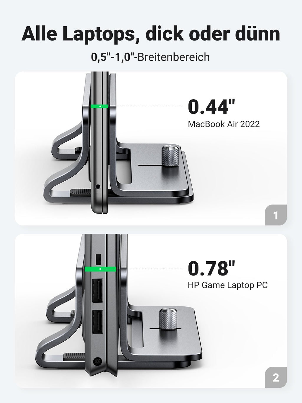 UGREEN Vertikaler Laptopständer mit Thermischer Basis (Grau)