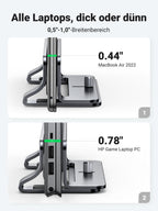 UGREEN Vertikaler Laptopständer mit Thermischer Basis (Grau)