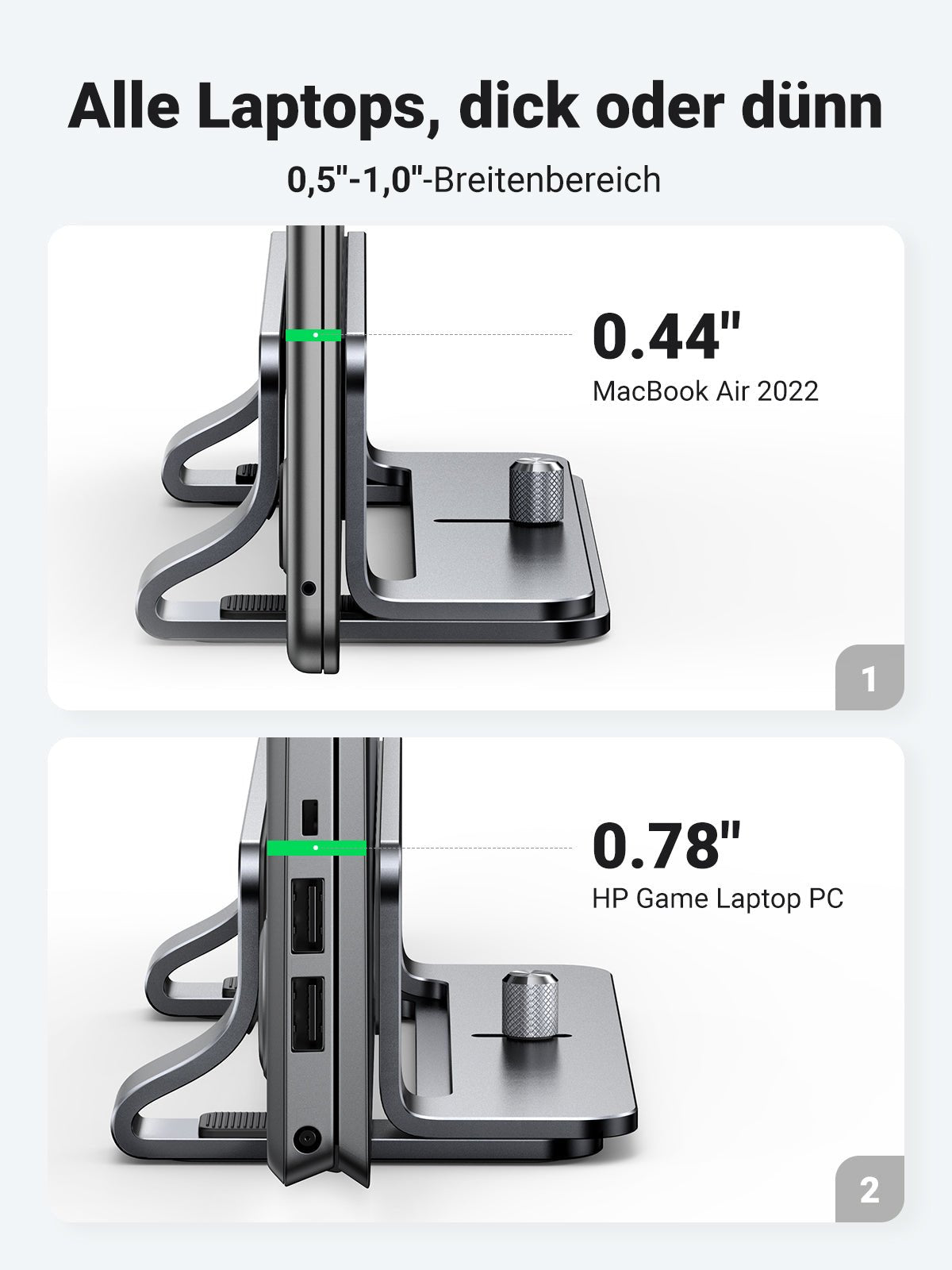 UGREEN Vertikaler Laptopständer mit Thermischer Basis (Grau)
