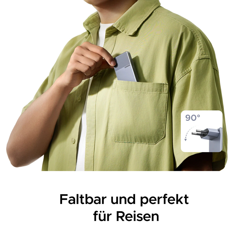UGREEN Nexode Air Slim Ladegerät (65W, 3 - Port, Klappstecker) - Ladegerät
