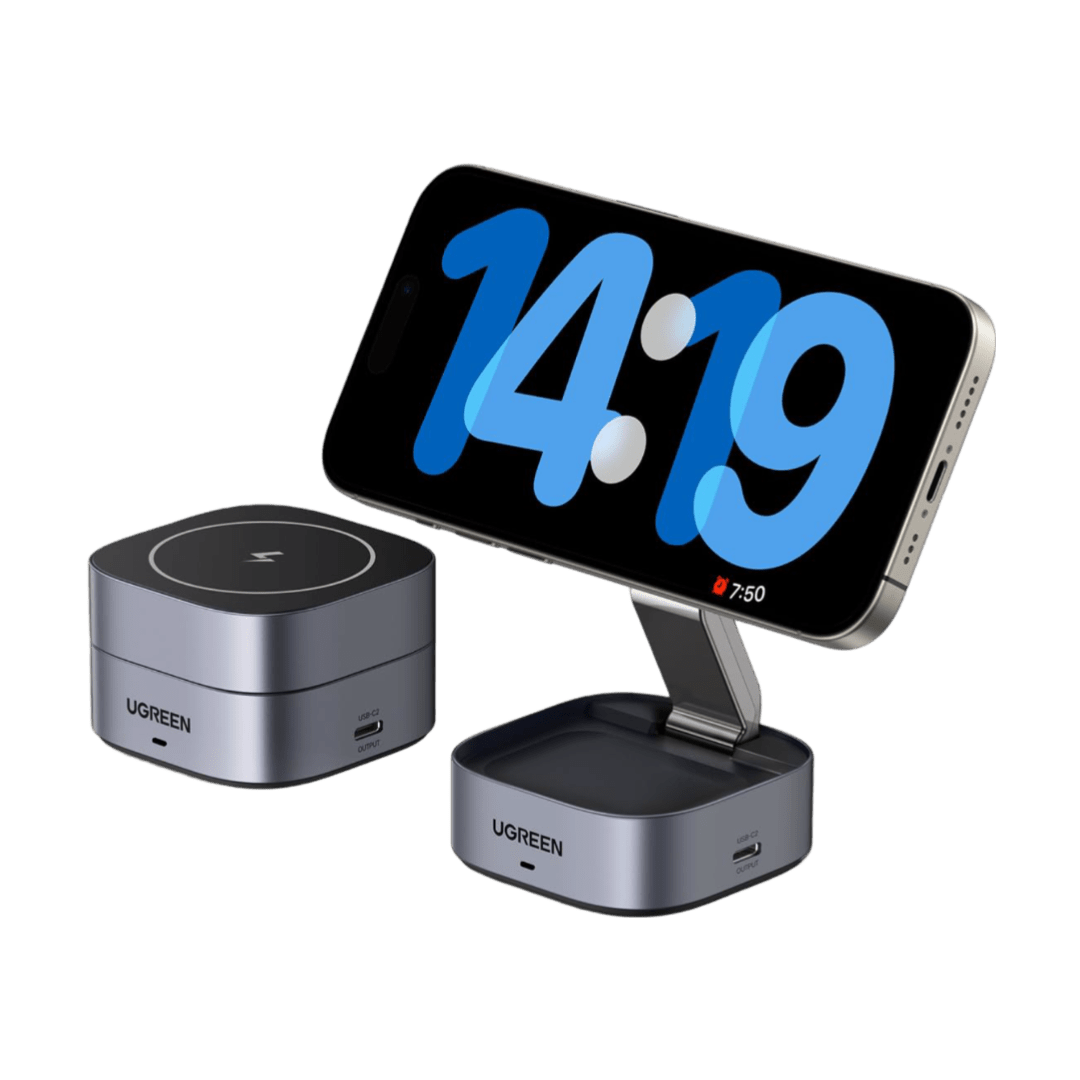 UGREEN MagFlow 2-in-1 Kabelloses Ladegerät (Qi2 15W, MagSafe, Faltbar)