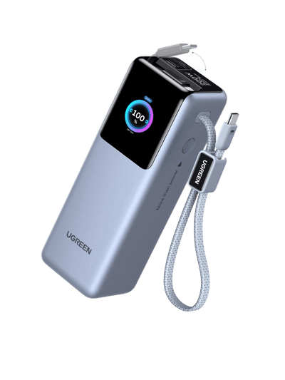 UGREEN Nexode Pro Powerbank (25000 mAh, 200 W, integriertes USB-C-Kabel, 4 Anschlüsse)