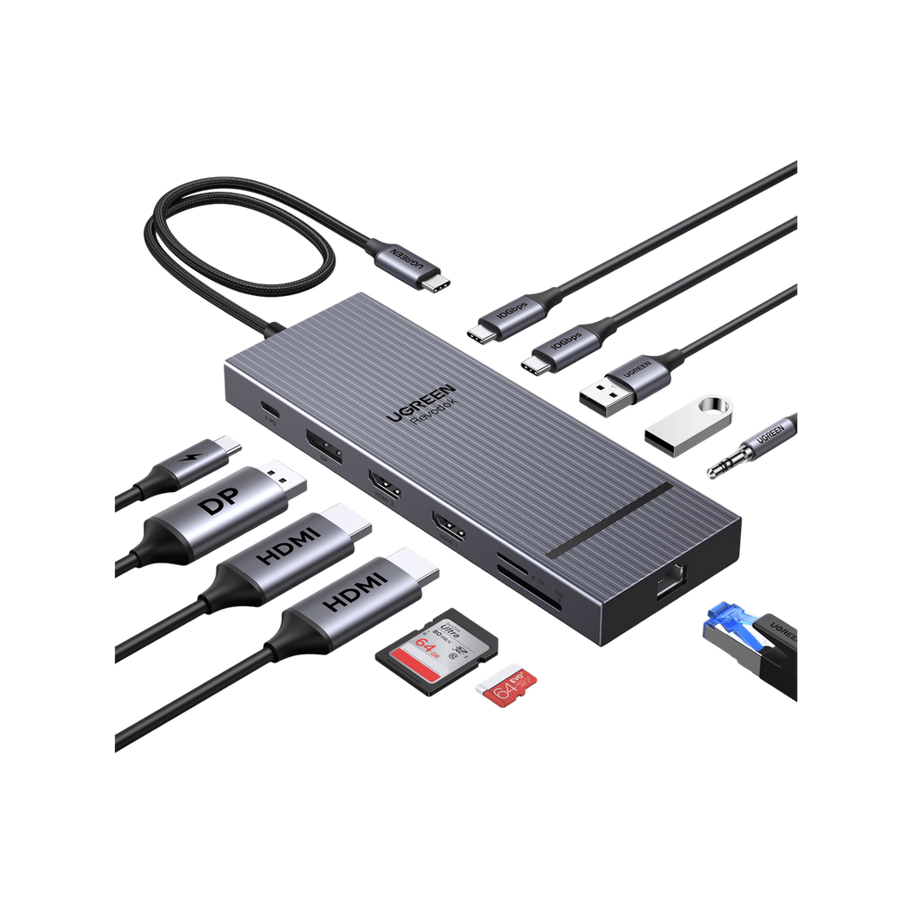 UGREEN Revodok Pro Dockingstation (12-in-1, Triple Display 4K@60Hz, 100W)