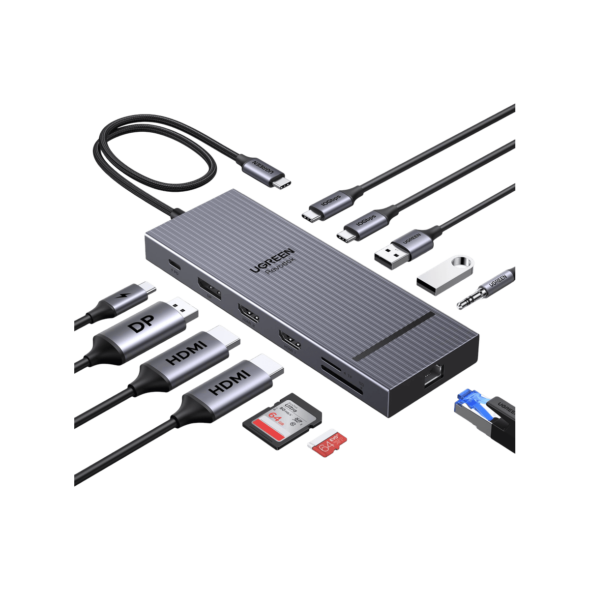 UGREEN Revodok Pro Dockingstation (12-in-1, Triple Display 4K@60Hz, 100W)