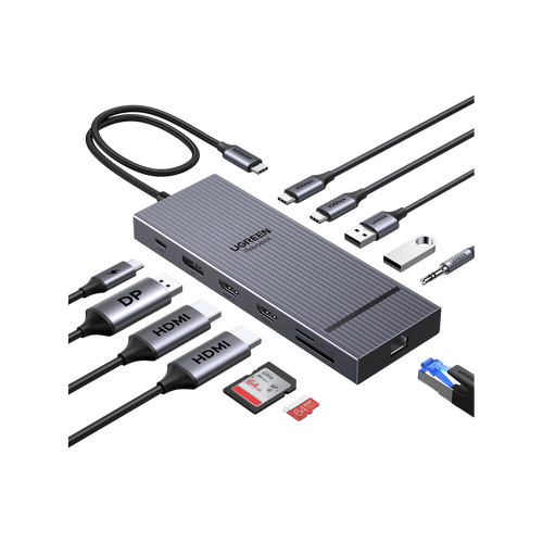 UGREEN Revodok Pro Dockingstation (12-in-1, Triple Display 4K@60Hz, 100W)