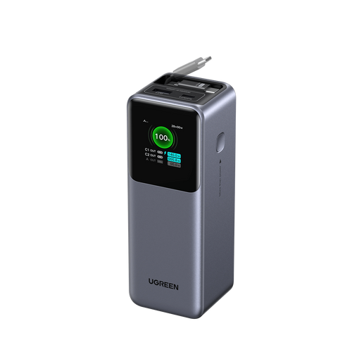 UGREEN Nexode Powerbank (20000mAh, 165W) mit ausziehbarem USB-C-Kabel