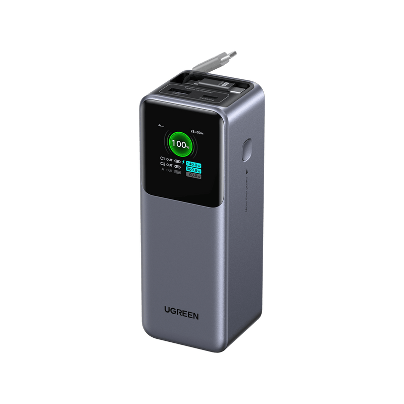 UGREEN Nexode Powerbank (20000mAh, 165W) mit ausziehbarem USB-C-Kabel