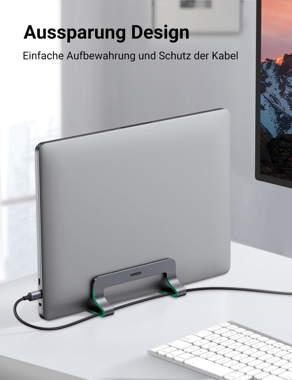 UGREEN Vertikaler Laptopständer mit Thermischer Basis (Grau)
