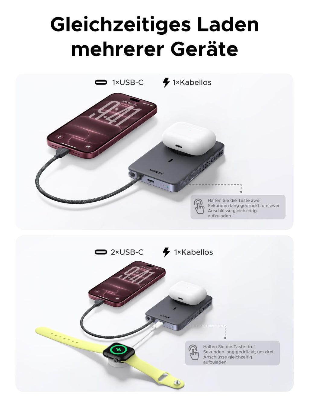 UGREEN MagFlow Air Ultra Slim Powerbank Magsafe 10000mAh Qi2 25W, PD45W