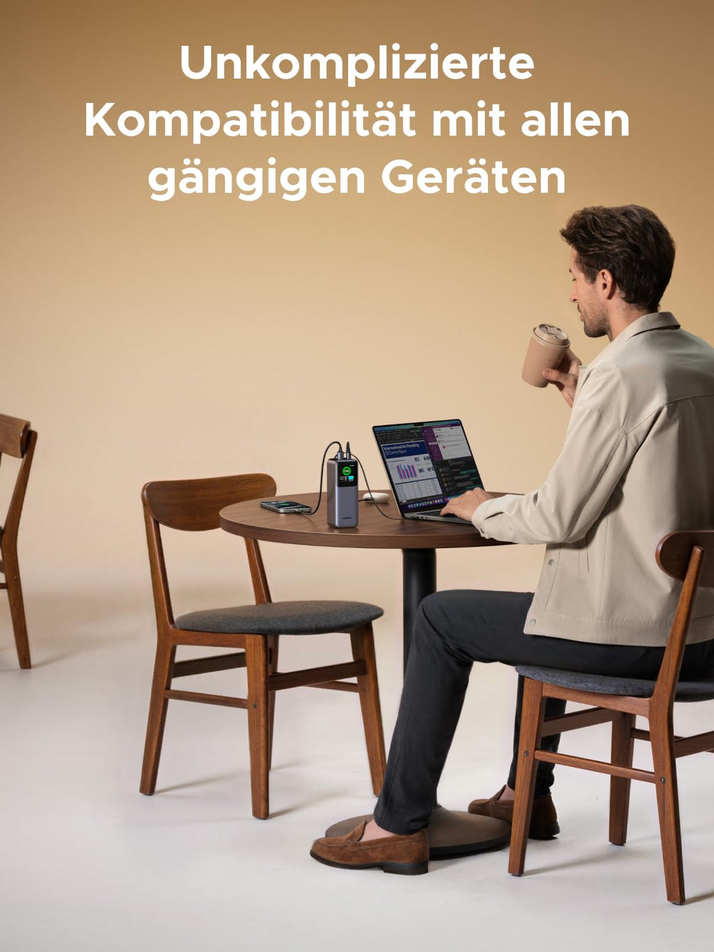 UGREEN Nexode Powerbank 20000mAh 165W mit ausziehbarem USB-C-Kabel – Reiseladegerät für jede Reise mit unkomplizierter Kompatibilität für alle gängigen Geräte