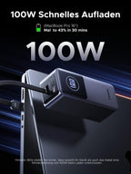 UGREEN Nexode Magnetische Kabellose Powerbank (10000mAh, 15W, MagSafe-kompatibel) unterstützt 100W schnelles Aufladen und kann ein MacBook Pro 16'' in 30 Minuten von 0 auf 43 % aufladen.
