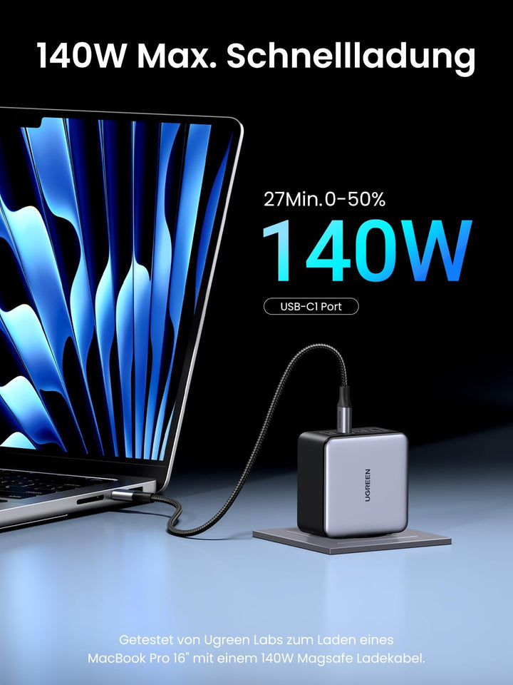 UGREEN Nexode X 160 W USB-C GaN Ladegerät (4-Ports PD 3.1) - 140W Max. Schnellladung