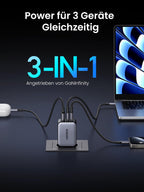UGREEN Nexode X 65 W USB-C GaN Ladegerät (3-Ports), Power fur 3 Gerate Gleichzeitig