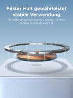 Sichere und stabile Nutzung mit dem UGREEN MagFlow 2-in-1 Magnetisches Kabelloses Ladegerät (Qi2 25W, MagSafe-kompatibel), einem wireless charger mit MagSafe, dessen 16 starke Magnete eine Haftkraft von 7 N für festen Halt gewährleisten