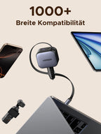 UGREEN Nexode Autoladegerät 90W mit ausziehbarem USB-C-Kabel ist ein vielseitiges Reiseladegerät (travel charger), das mit über 1000 Geräten kompatibel ist – ideal für unterwegs.