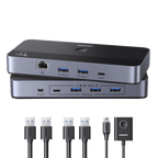 UGREEN USB Switch für 2 PCs mit Gigabit Ethernet ( 3 USB-A, 1USB-C) - Switch