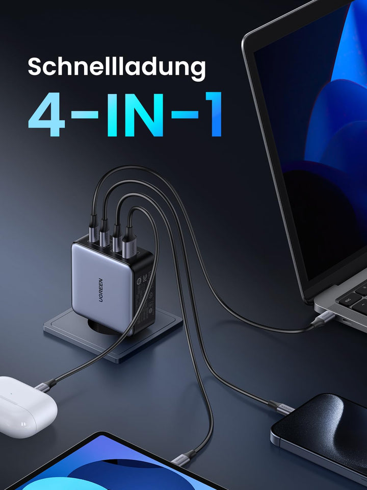 UGREEN Nexode X 160 W USB-C GaN Ladegerät (4-Ports PD 3.1) - Schenellladung 4-in-1