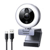 UGREEN 4K Webcam mit Ringlicht, Autofokus, Objektivdeckel, 6 Lichtstufen