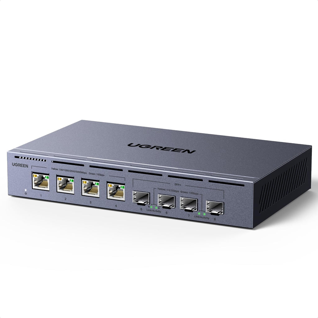 UGREEN LAN Switch mit 4X 10G RJ45+4X 10G SFP+, 10G Netzwerk Switch