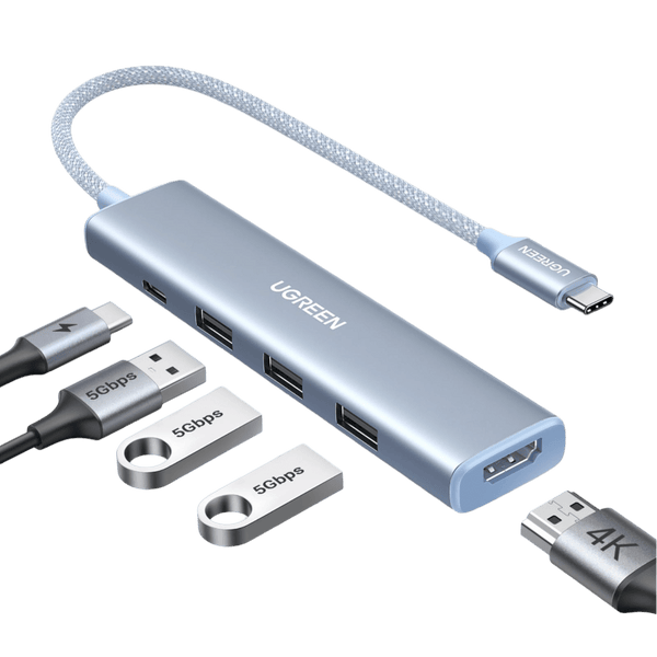 UGREEN Revodok Stilvolle Serie 5-IN-1 USB-C 4K HDMI Hub (Blau)