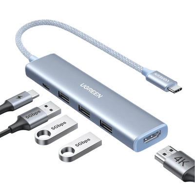 UGREEN Revodok Stilvolle Serie 5-IN-1 USB-C 4K HDMI Hub (Blau)