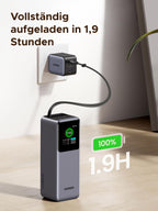 UGREEN Nexode Powerbank 20000mAh 165W mit ausziehbarem USB-C-Kabel – Reiseladegerät für jede Reise mit ultraschneller 100W Eingangsladung und vollständiger Aufladung in nur 1,9 Stunden